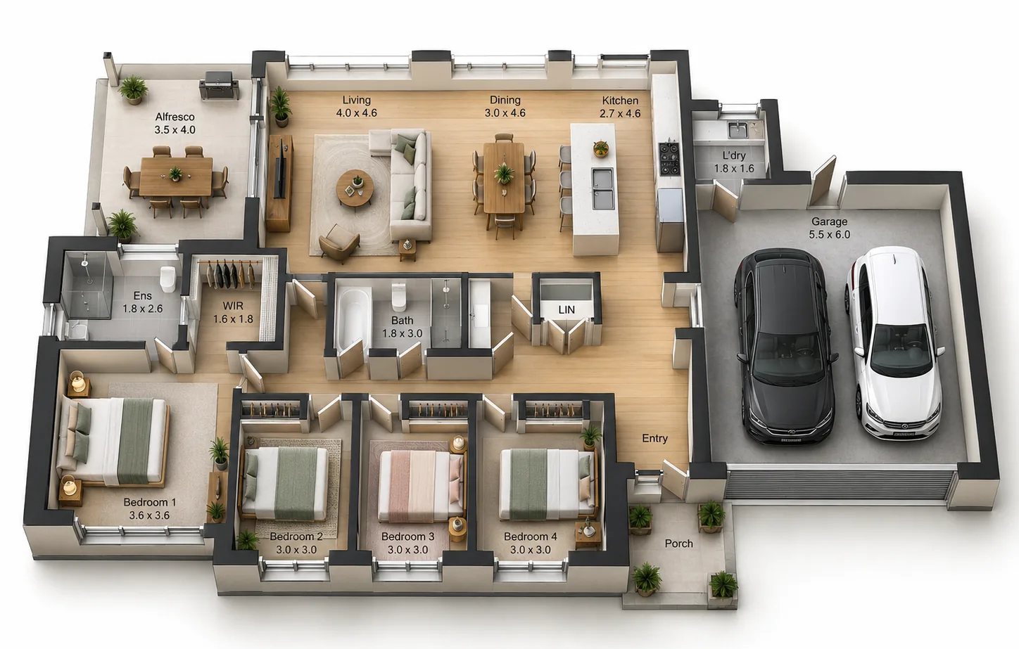 3D floor plan layout